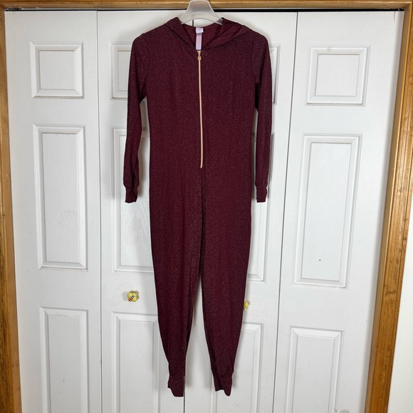 Savage X Fenty Pants - Savage X Fenty Maroon Jumpsuit with Gold Accents